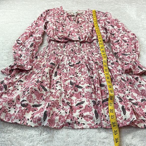 Roan and Rya florap print pink smocked waist blouson dress, xs - Picture 4 of 9